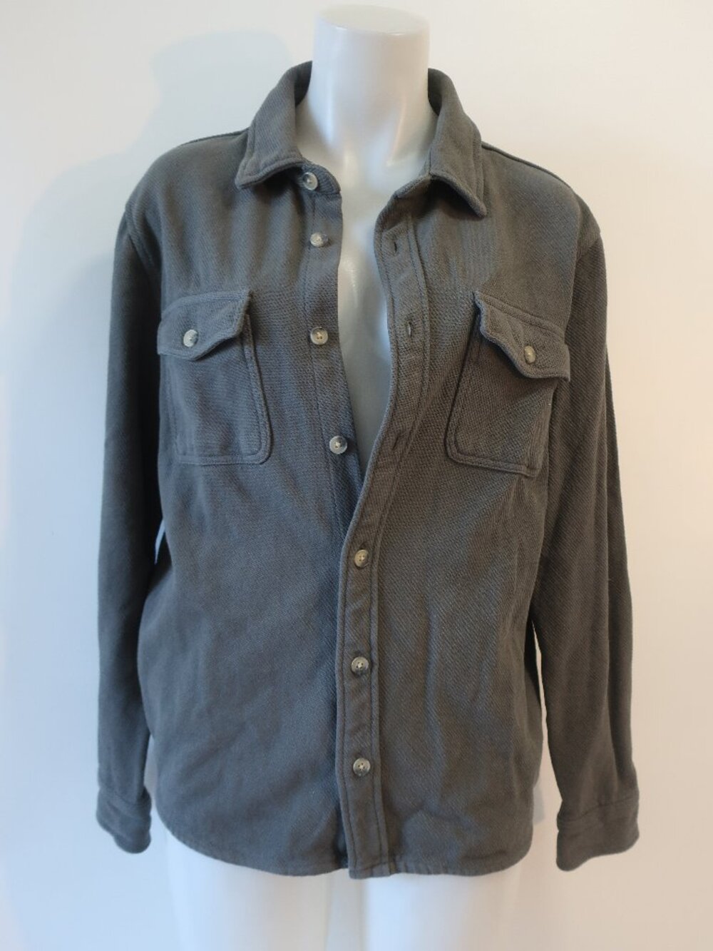 NWT Mens Thread & Supply (Item-7001) Slate Black Ribbed Button-Up Shirt Jacket M